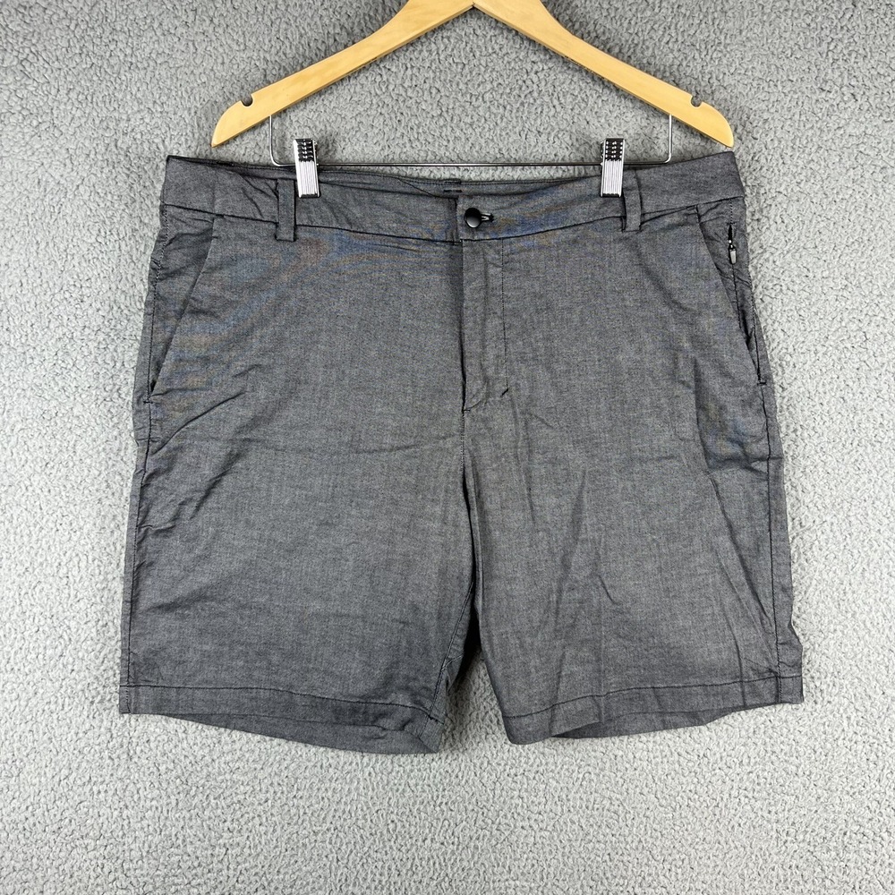 Lululemon Commission Shorts‎ Mens 38 Gray Chino 9" Inseam Quick Short M7AFZS